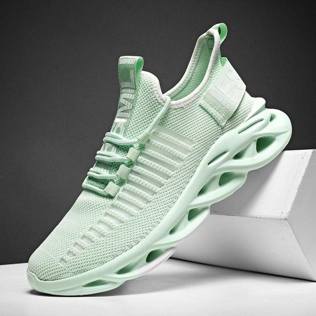 Men's White Blade Sole Running & Casual Gym Sneakers