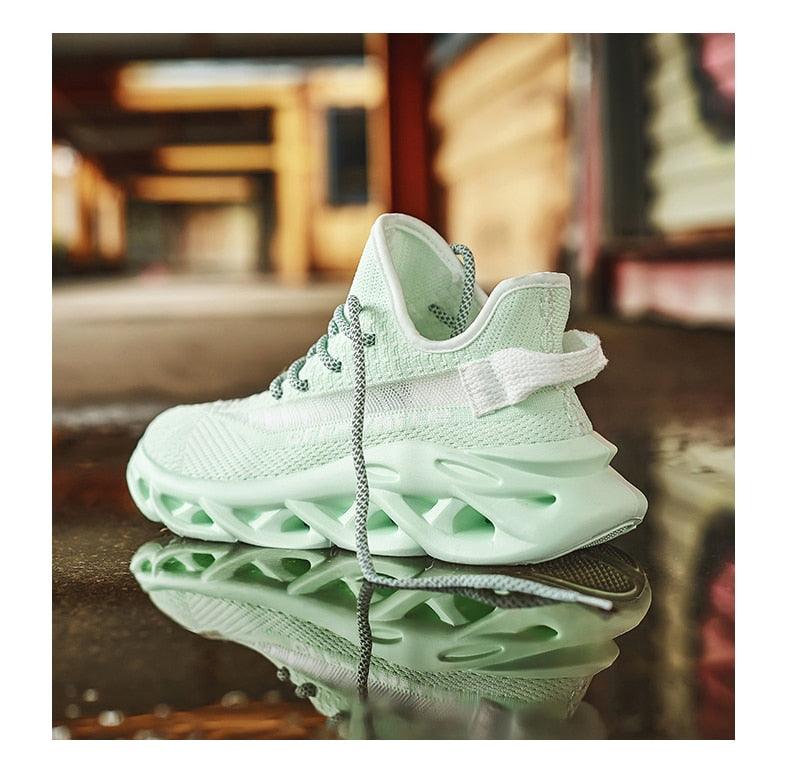 Men's White Blade Sole Running & Casual Gym Sneakers