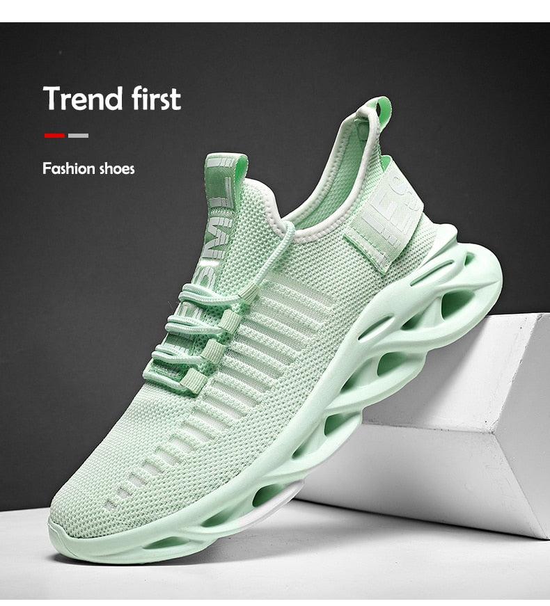 Men's White Blade Sole Running & Casual Gym Sneakers