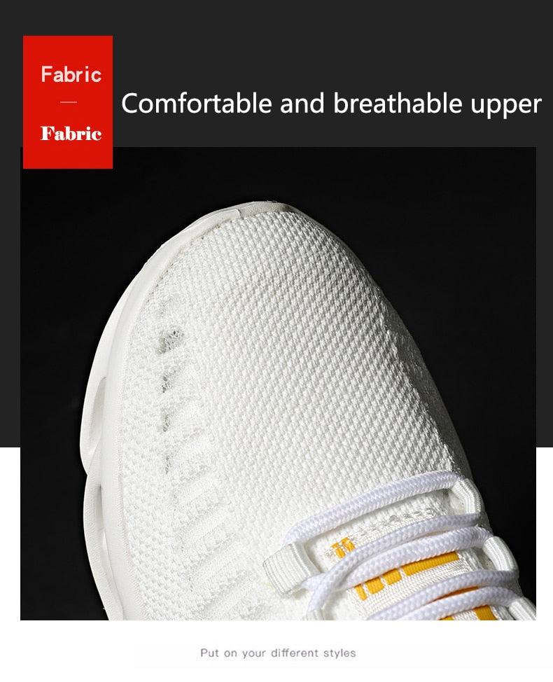 Men's White Blade Sole Running & Casual Gym Sneakers