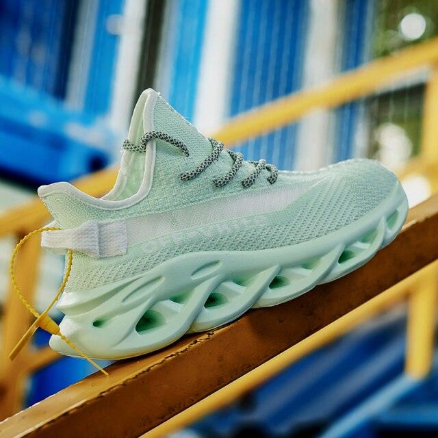 Men's White Blade Sole Running & Casual Gym Sneakers
