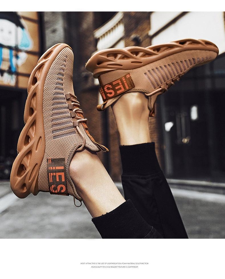 Men's White Blade Sole Running & Casual Gym Sneakers