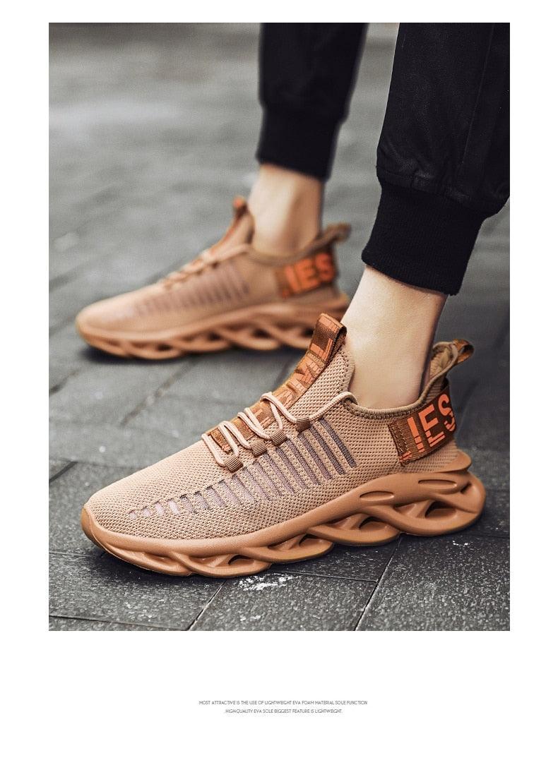 Men's White Blade Sole Running & Casual Gym Sneakers