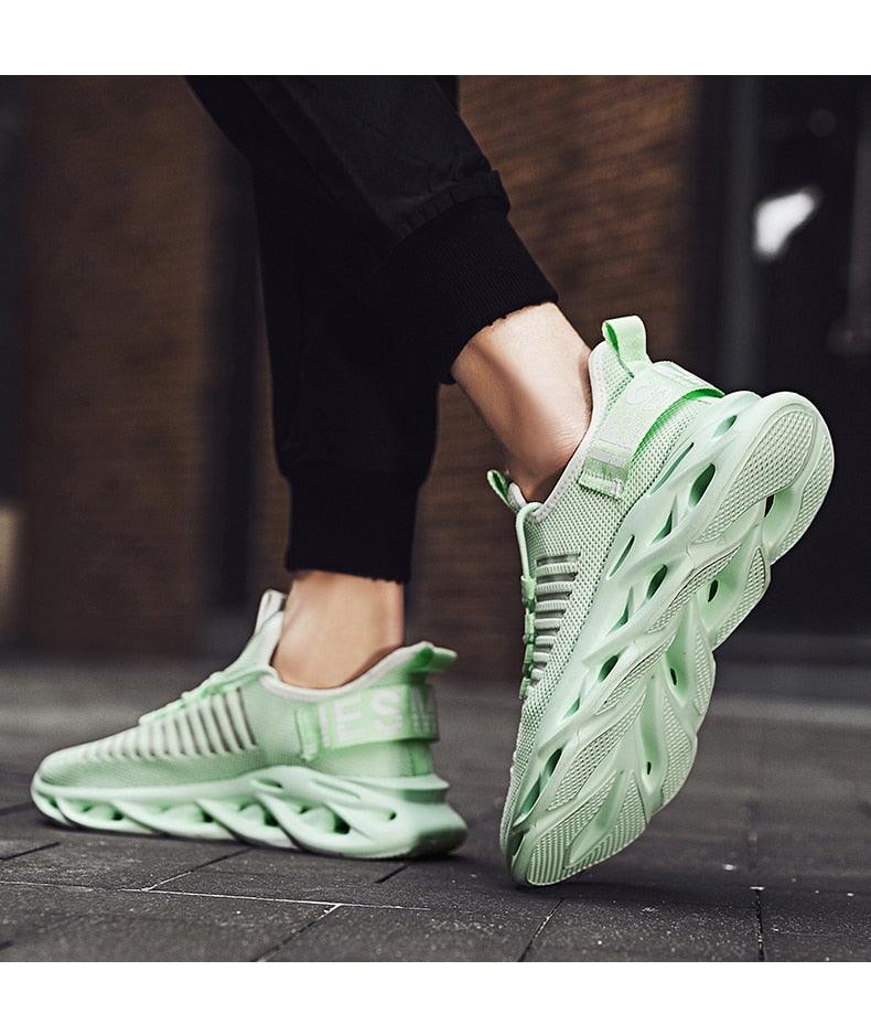 Men's White Blade Sole Running & Casual Gym Sneakers