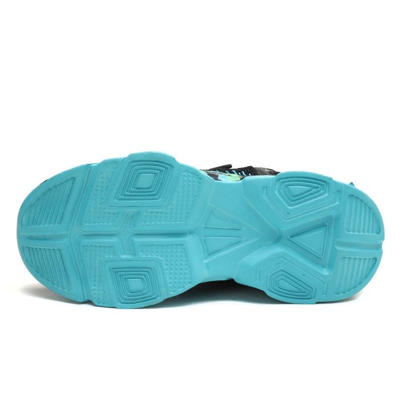 Kids Breathable Knit Athletic Sneakers - Sporty Hook-and-Loop Shoes