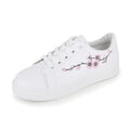 Women's White Platform Sneakers PU Leather Casual Lace-Up Shoes
