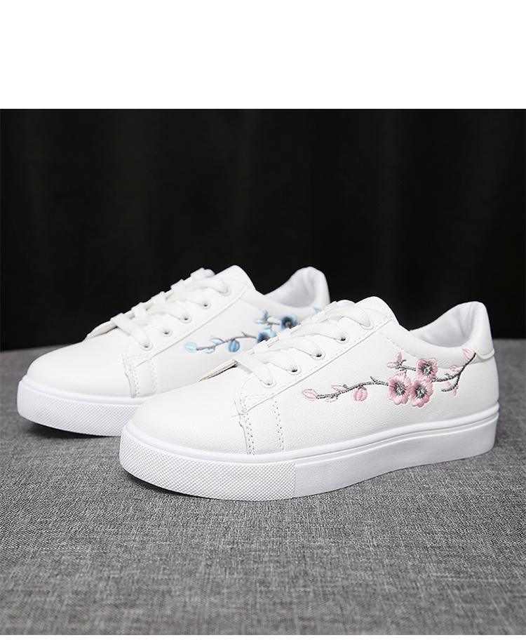 Women's White Platform Sneakers PU Leather Casual Lace-Up Shoes