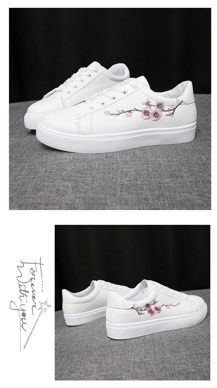 Women's White Platform Sneakers PU Leather Casual Lace-Up Shoes