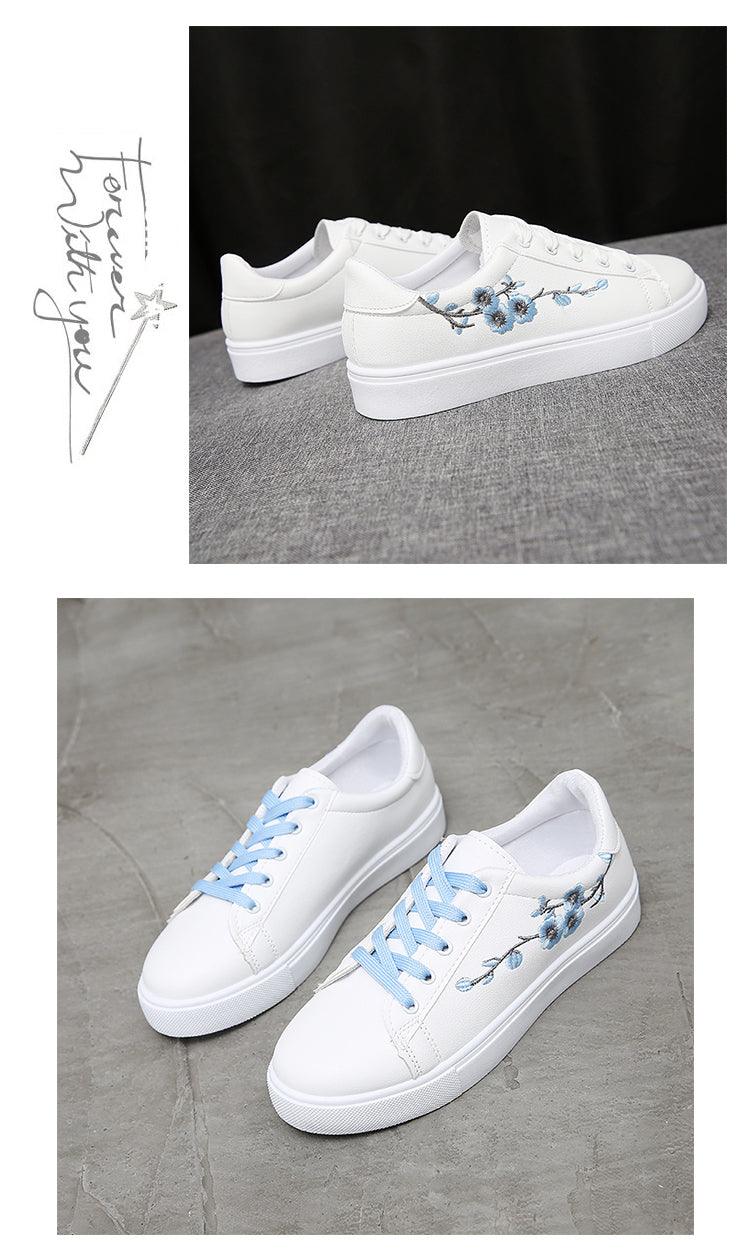 Women's White Platform Sneakers PU Leather Casual Lace-Up Shoes