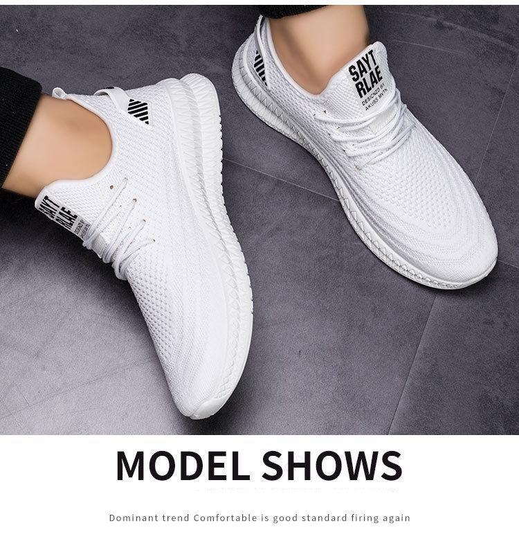 Men's White Mesh Breathable Fashion Sneakers Lightweight Trainers