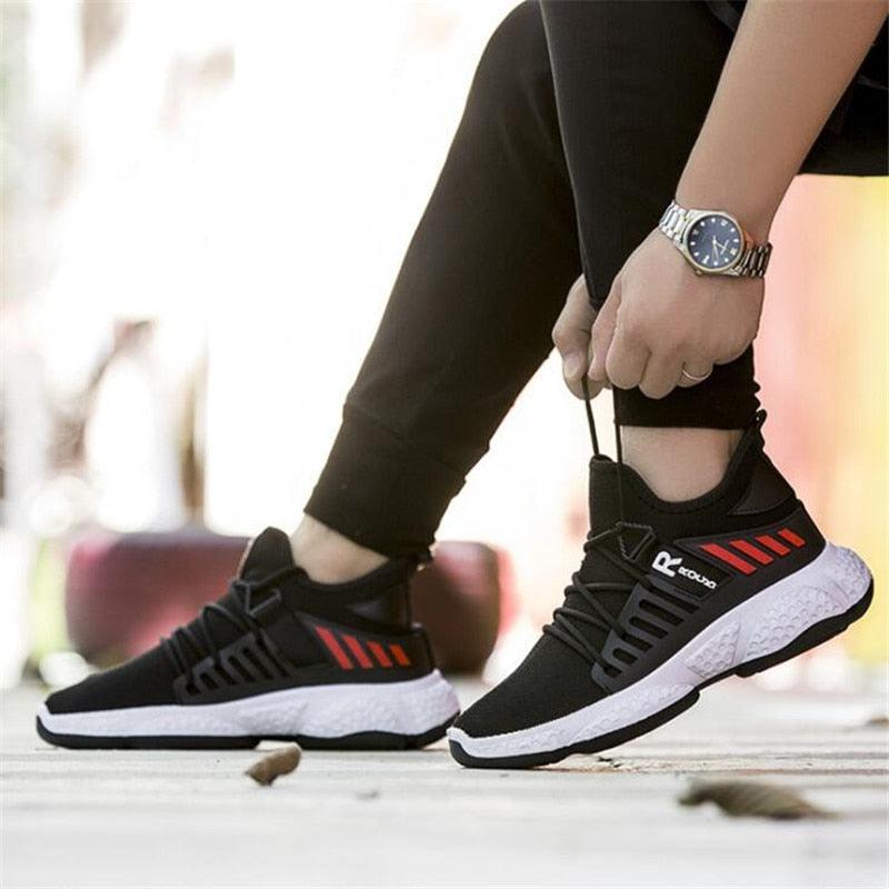 Men's White Mesh Breathable Fashion Sneakers Lightweight Trainers