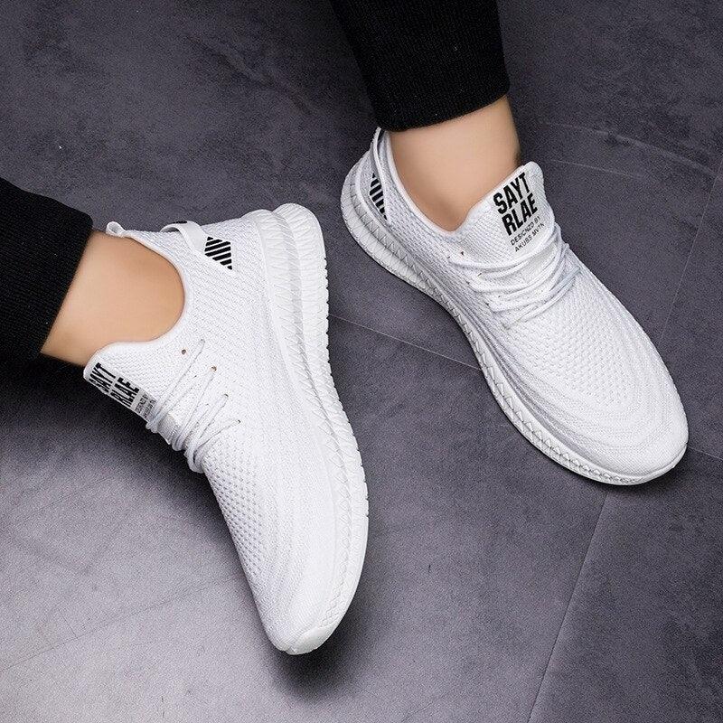 Men's White Mesh Breathable Fashion Sneakers Lightweight Trainers