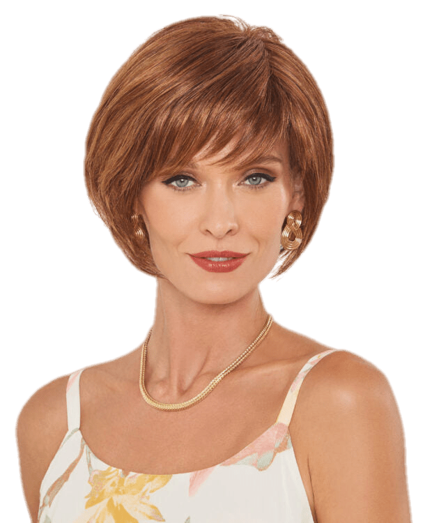 Woman wearing a textured shag short wig with natural volume and movement
