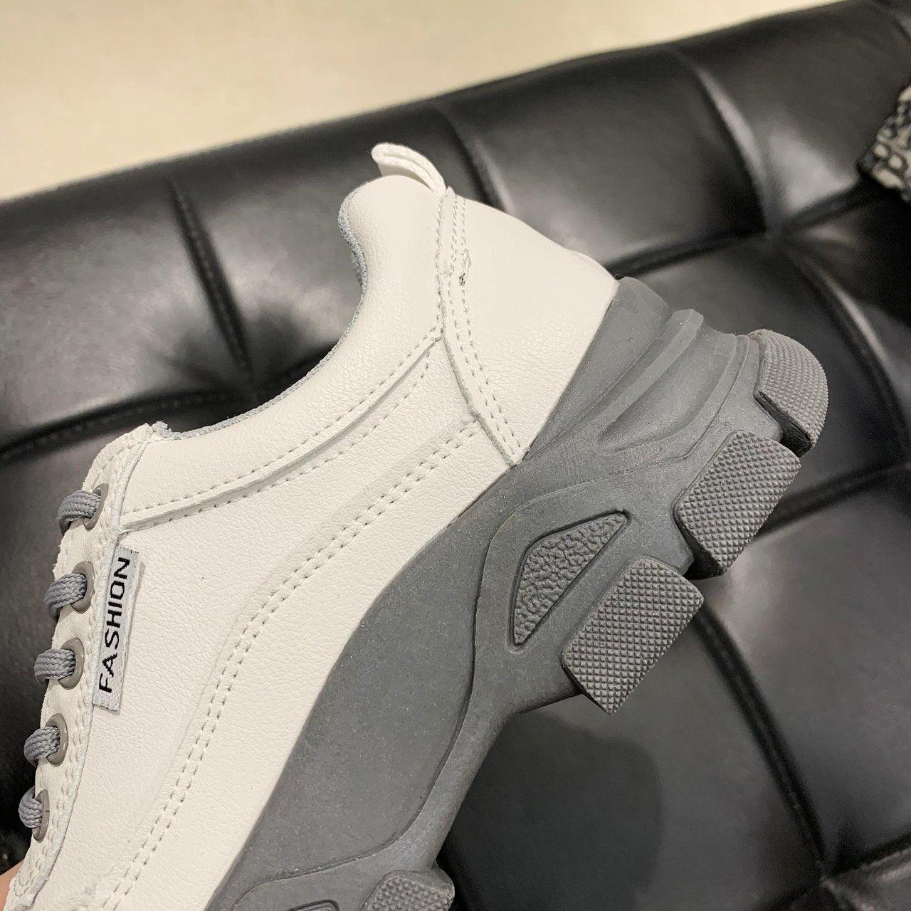 Women's White Lace-Up Platform Sneakers Casual Walking Shoes