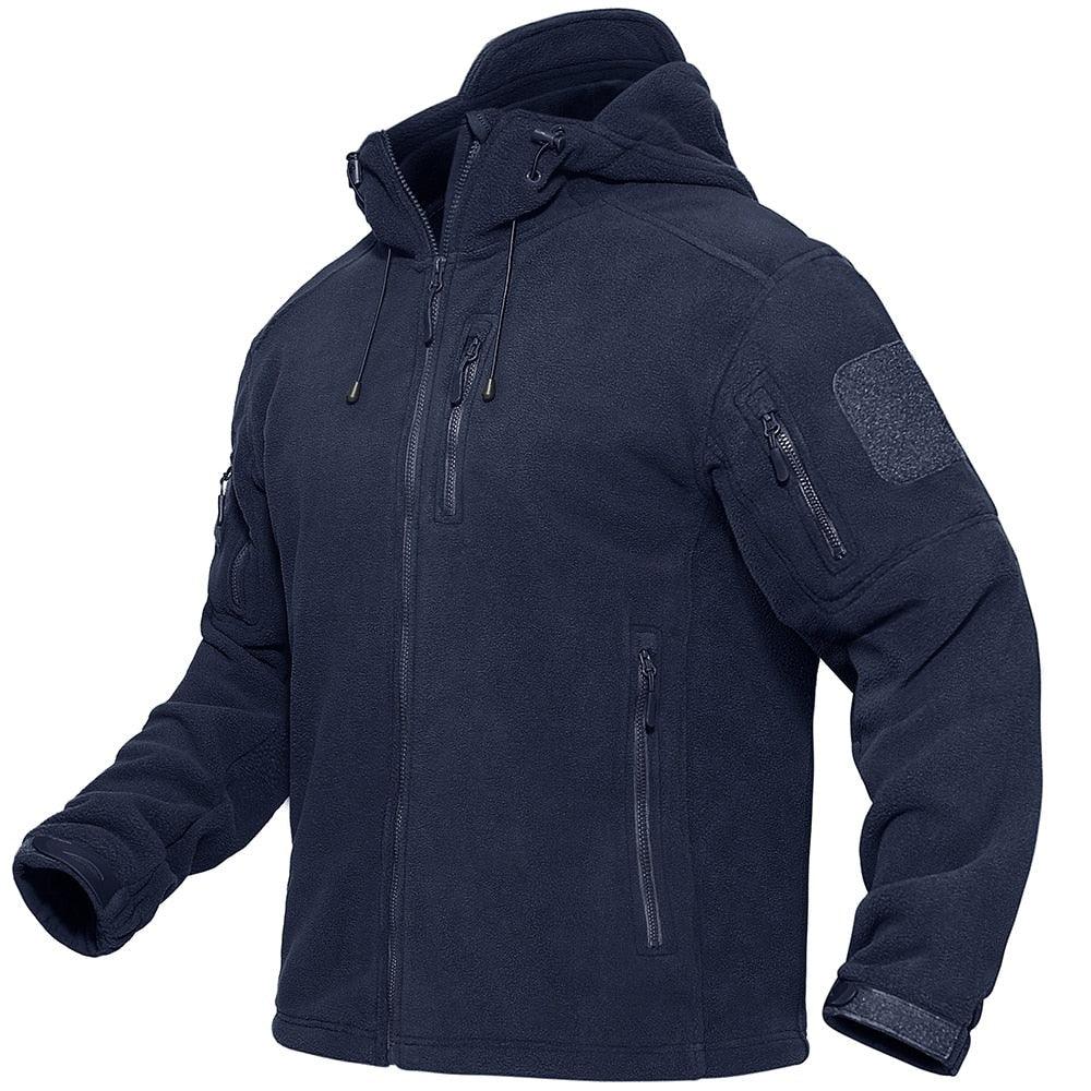Men’s Tactical Waterproof Fleece Hooded Jacket Windproof Outdoor