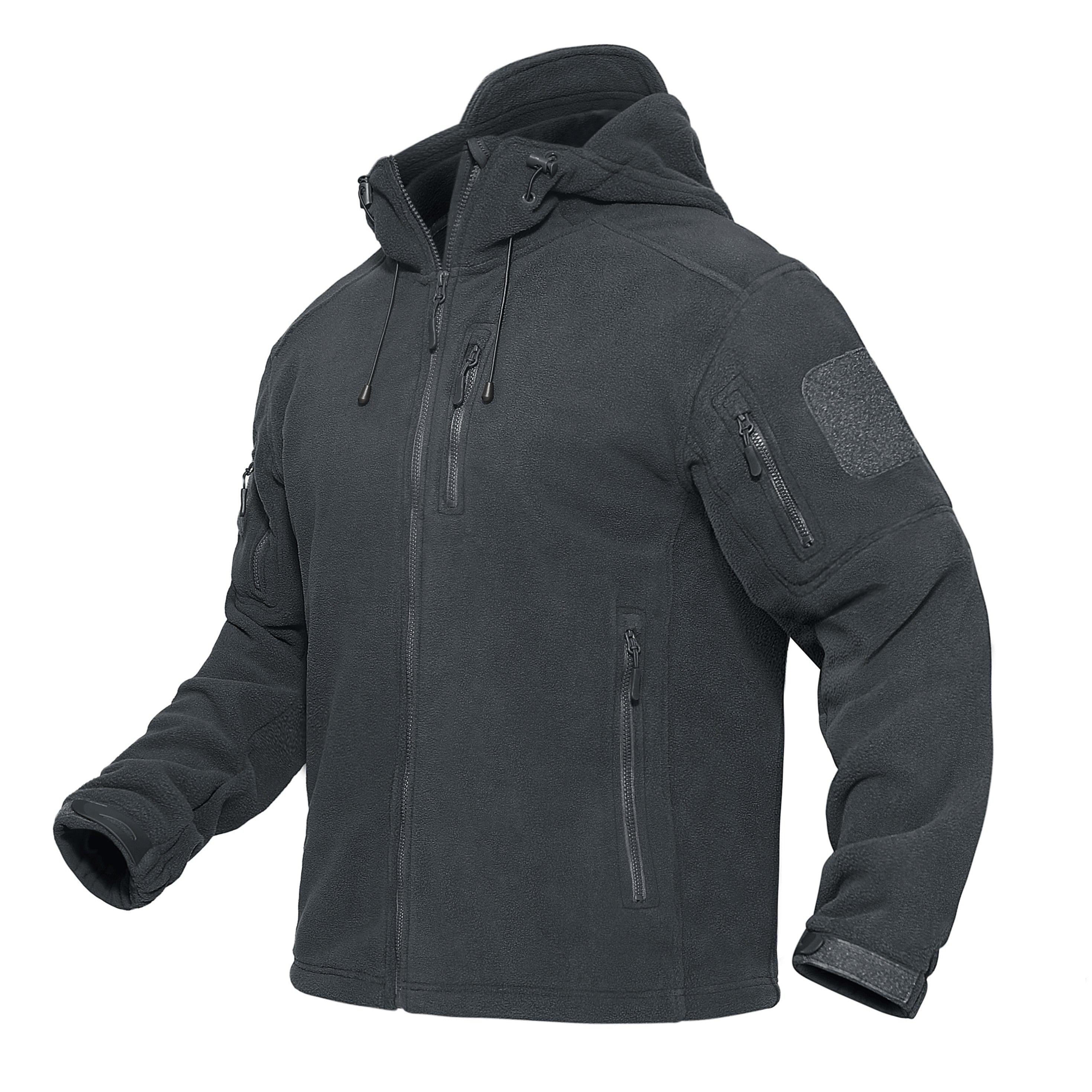 Men’s Tactical Waterproof Fleece Hooded Jacket Windproof Outdoor