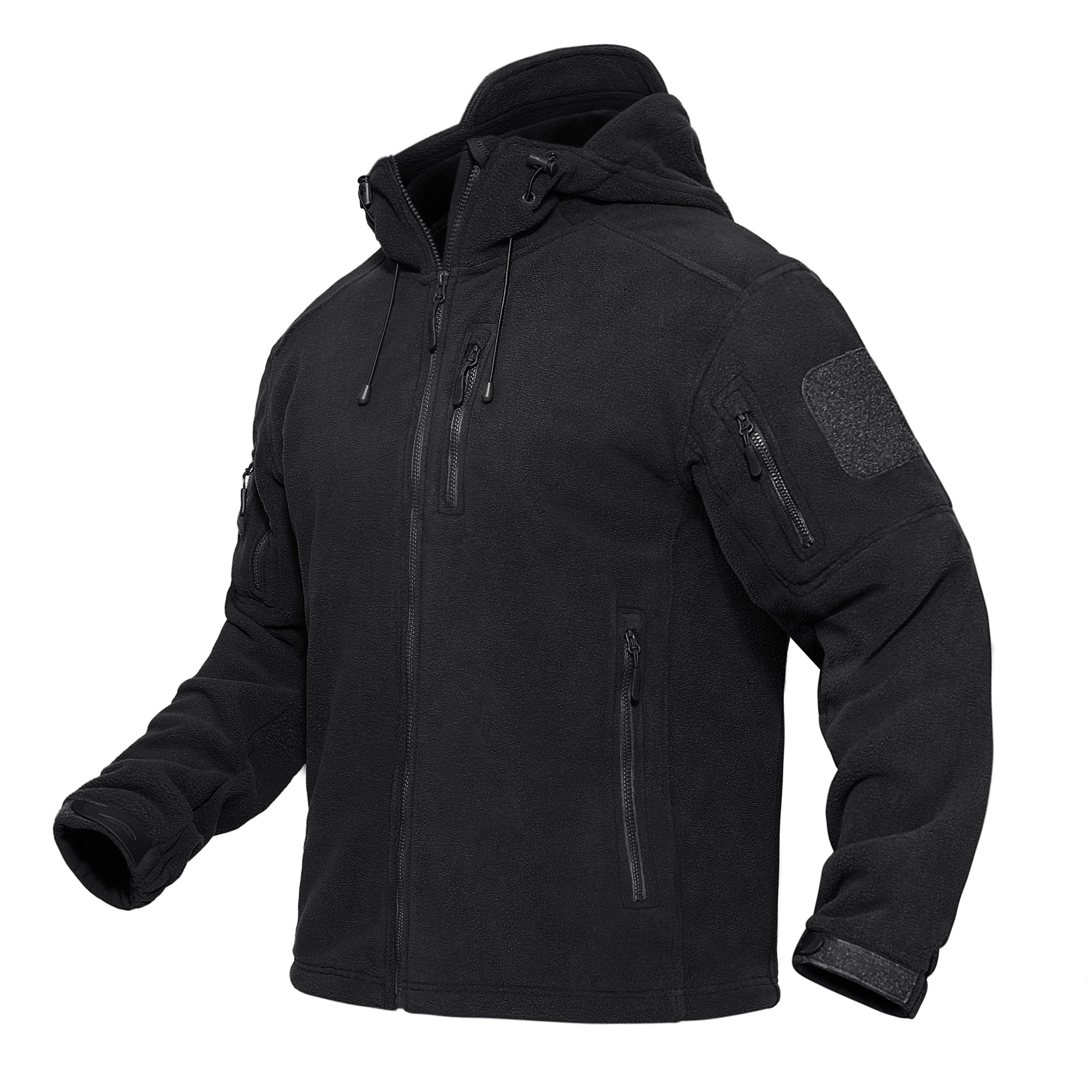 Men’s Tactical Waterproof Fleece Hooded Jacket Windproof Outdoor
