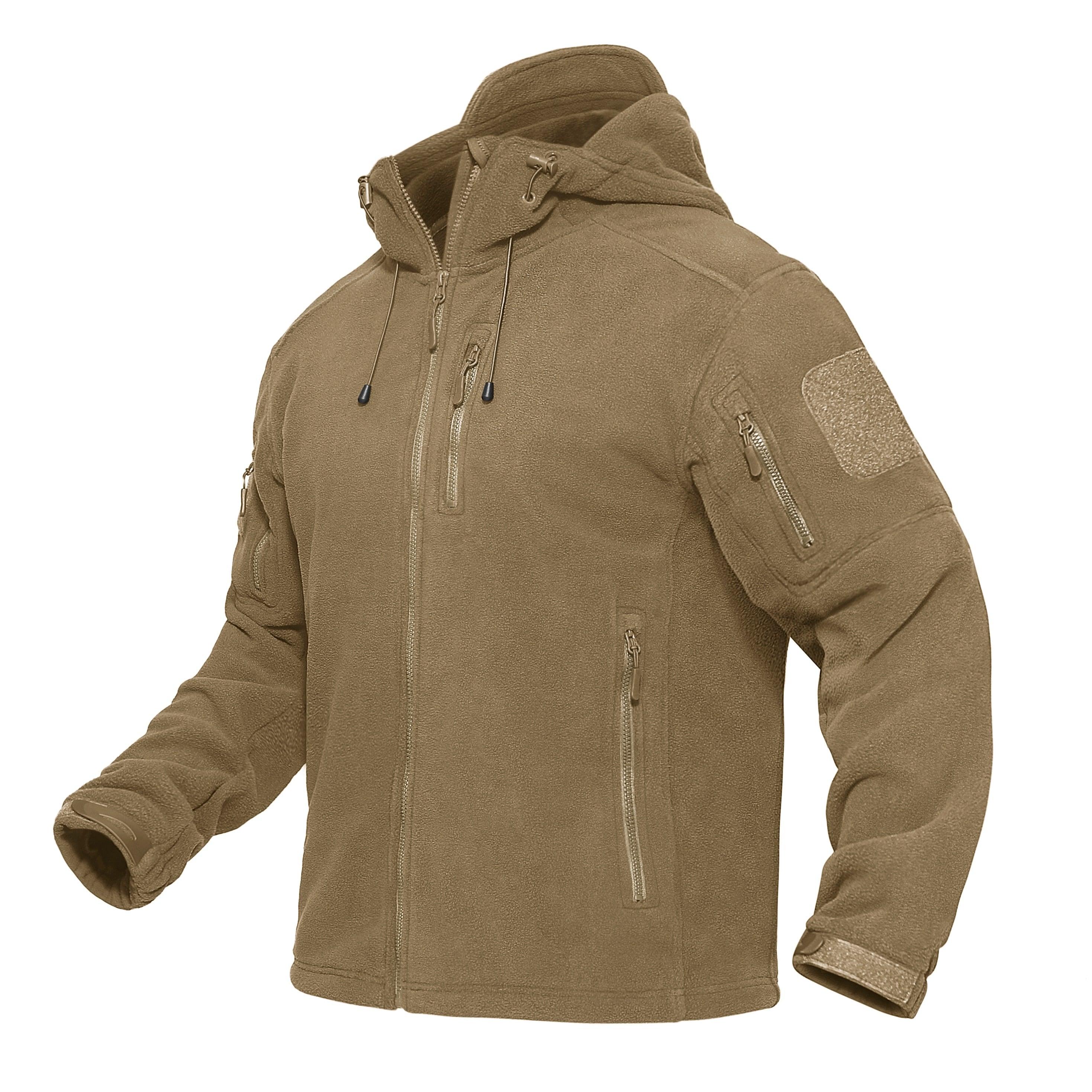 Men’s Tactical Waterproof Fleece Hooded Jacket Windproof Outdoor