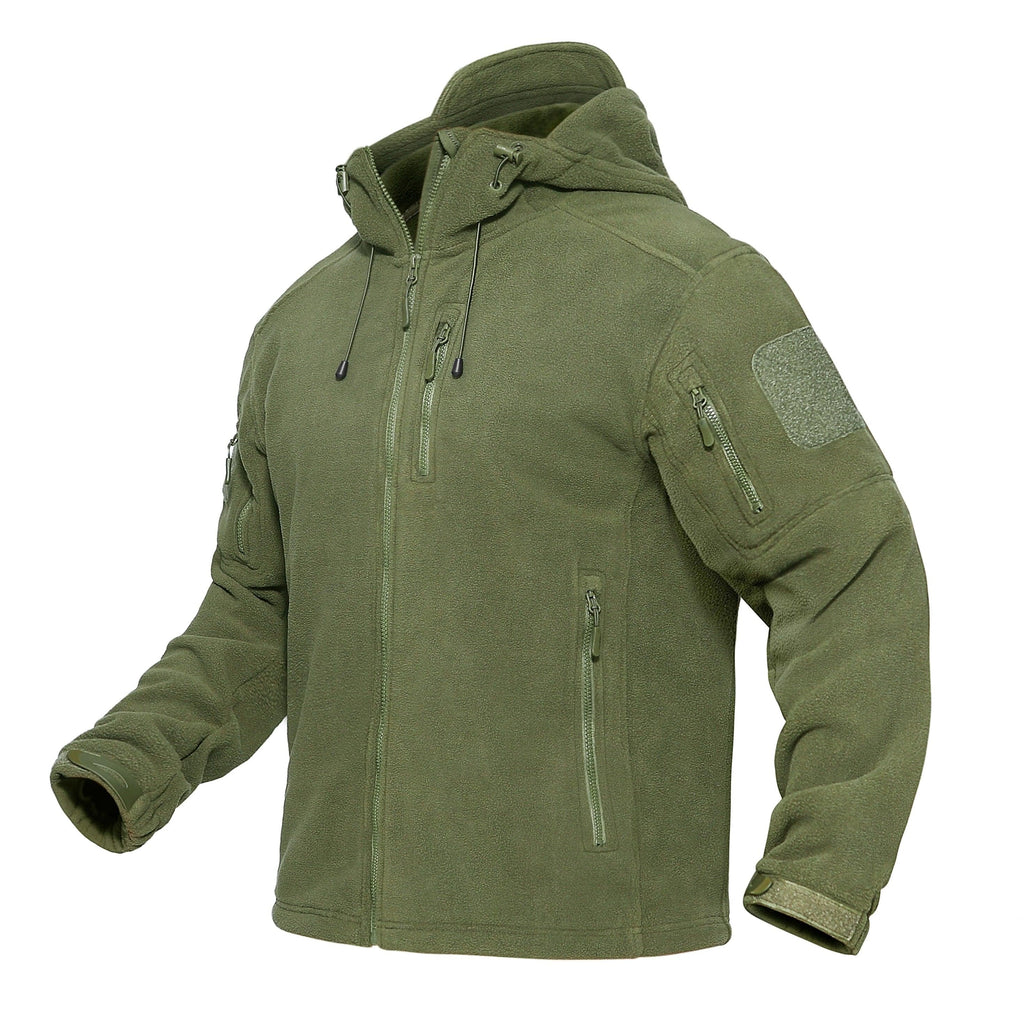 Men’s Tactical Waterproof Fleece Hooded Jacket Windproof Outdoor