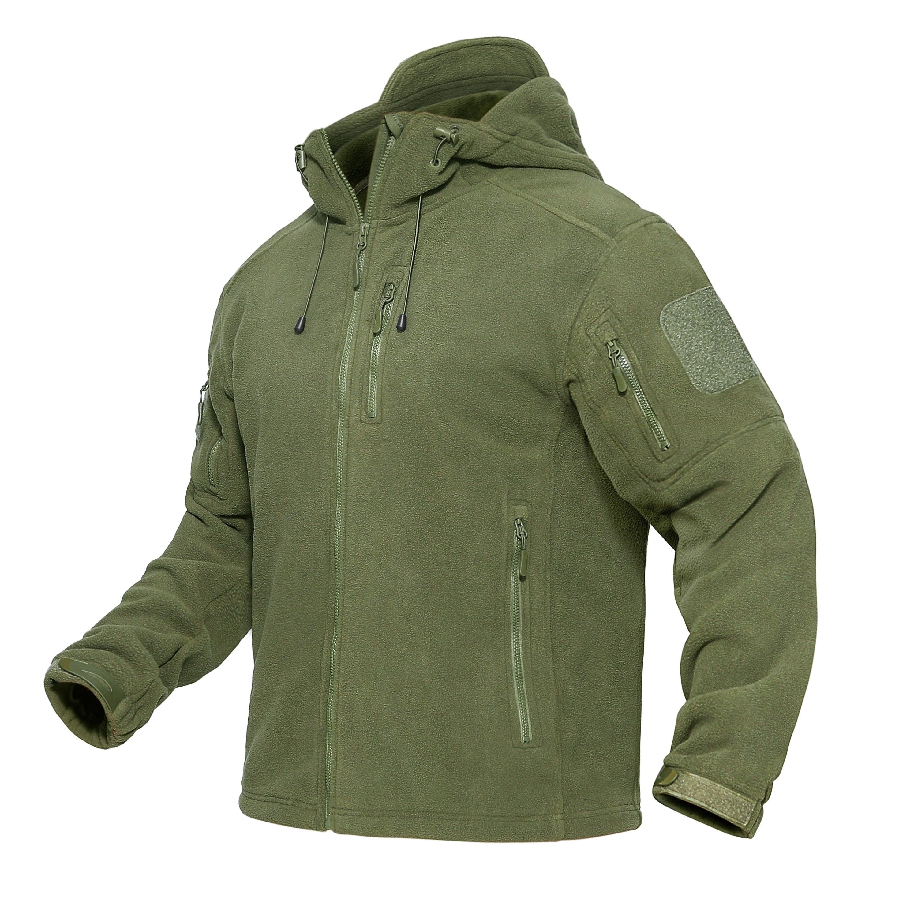 Men’s Tactical Waterproof Fleece Hooded Jacket Windproof Outdoor