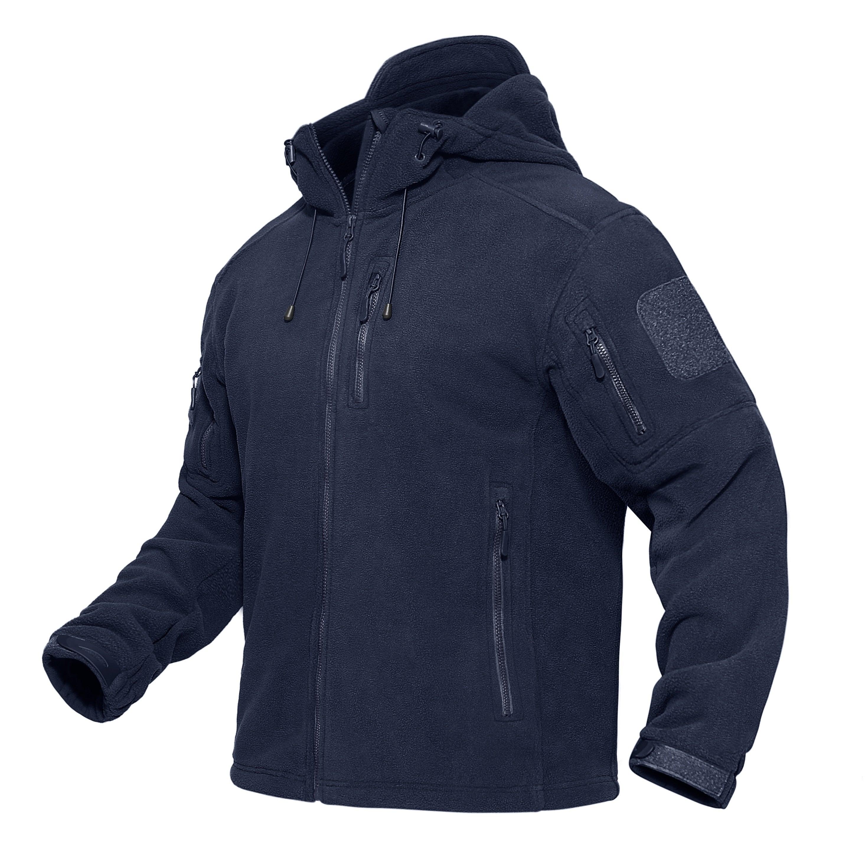 Men’s Tactical Waterproof Fleece Hooded Jacket Windproof Outdoor