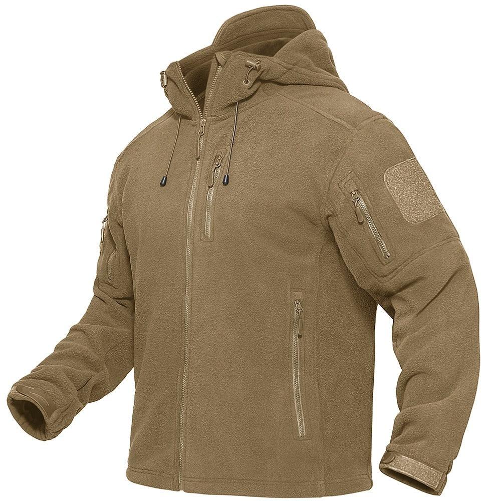 Men’s Tactical Waterproof Fleece Hooded Jacket Windproof Outdoor