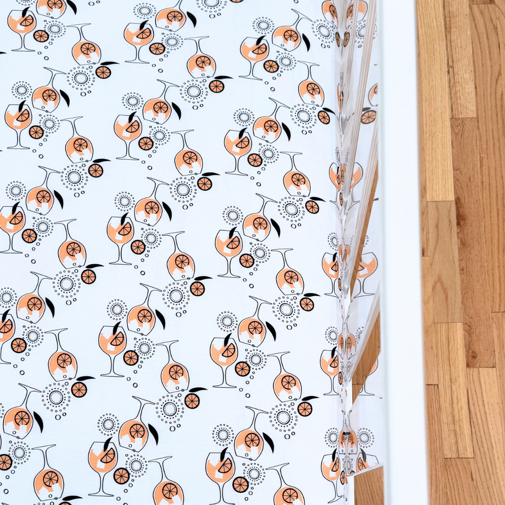 Amalfi Coast Aperol Spritz White Crib Sheet