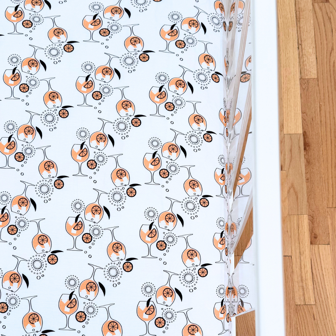 Amalfi Coast Aperol Spritz White Crib Sheet