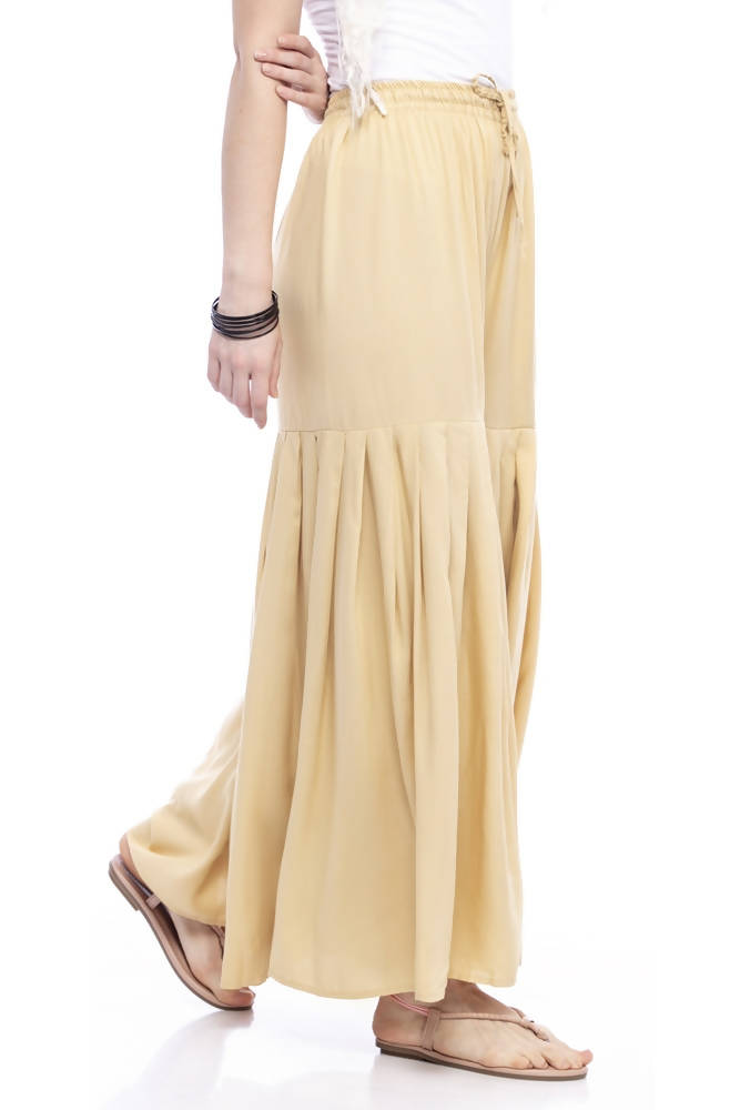 Girls Golden Rayon Cotton Palazzo Pants Bohemian Ethnic Fusion