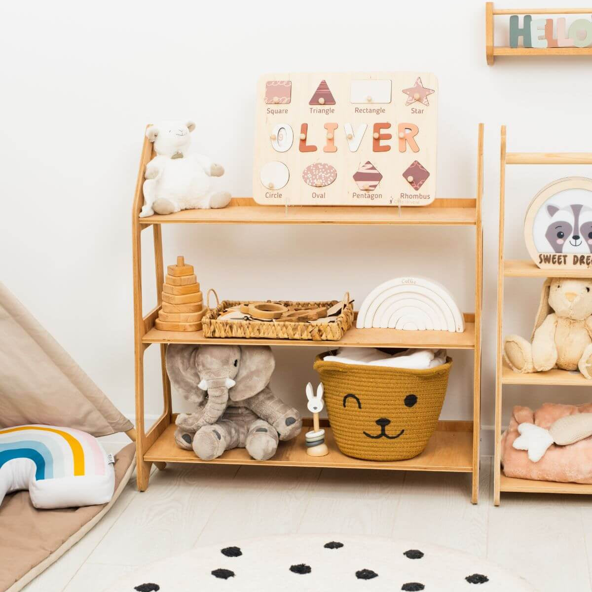 Wooden Personalized Shape Sorting Name Puzzle Board