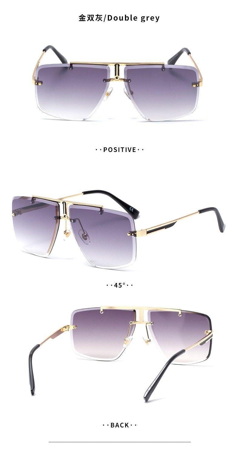 Oversized Frameless Square Gradient Sunglasses Street Style