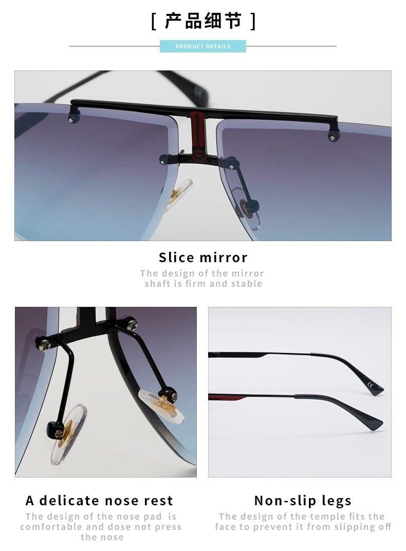 Oversized Frameless Square Gradient Sunglasses Street Style