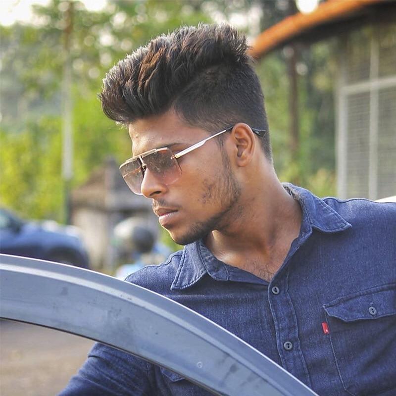 Oversized Frameless Square Gradient Sunglasses Street Style