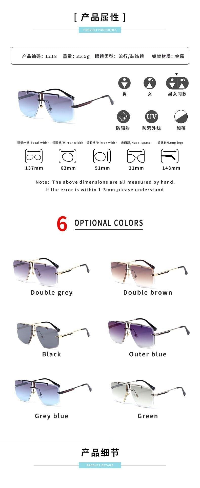 Oversized Frameless Square Gradient Sunglasses Street Style