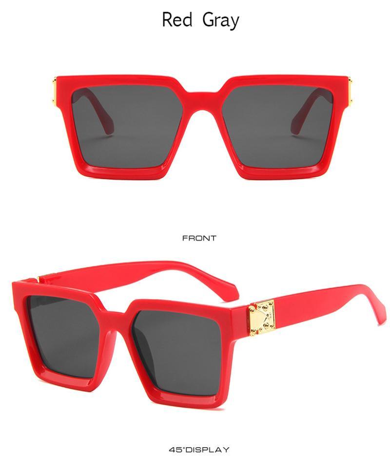 Oversized Square Sunglasses Retro Punk Hip Hop Metal Frame Shades