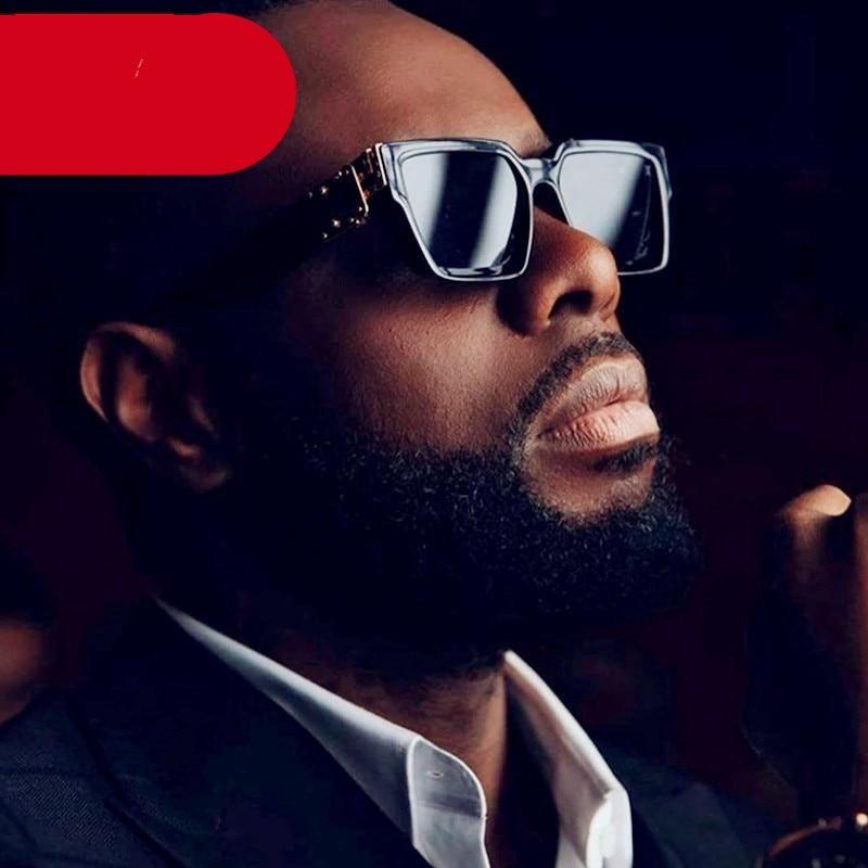 Oversized square retro punk sunglasses with metal frames for men and women