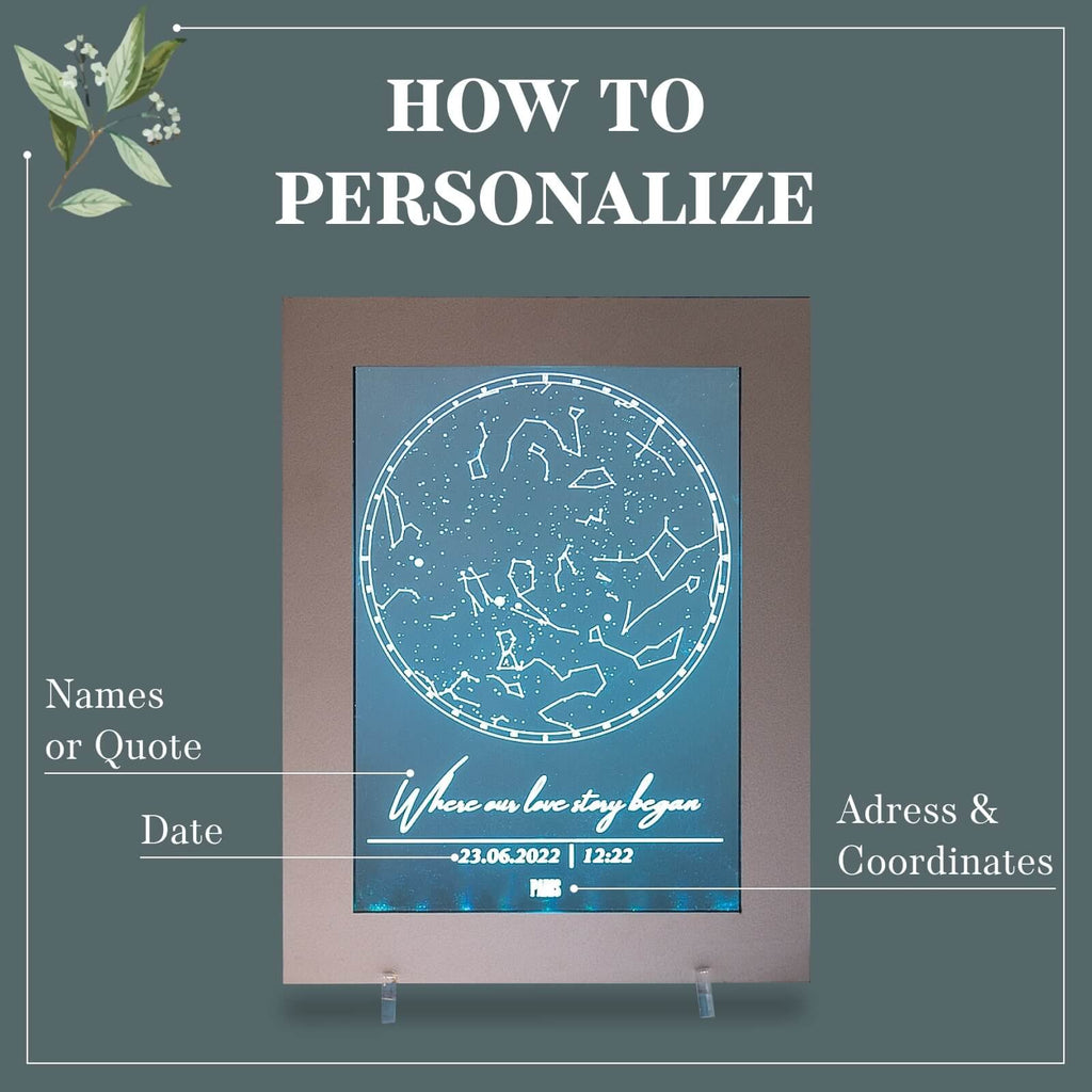 Star Light Frame - Personalized LED Celestial Map Decor 8x10
