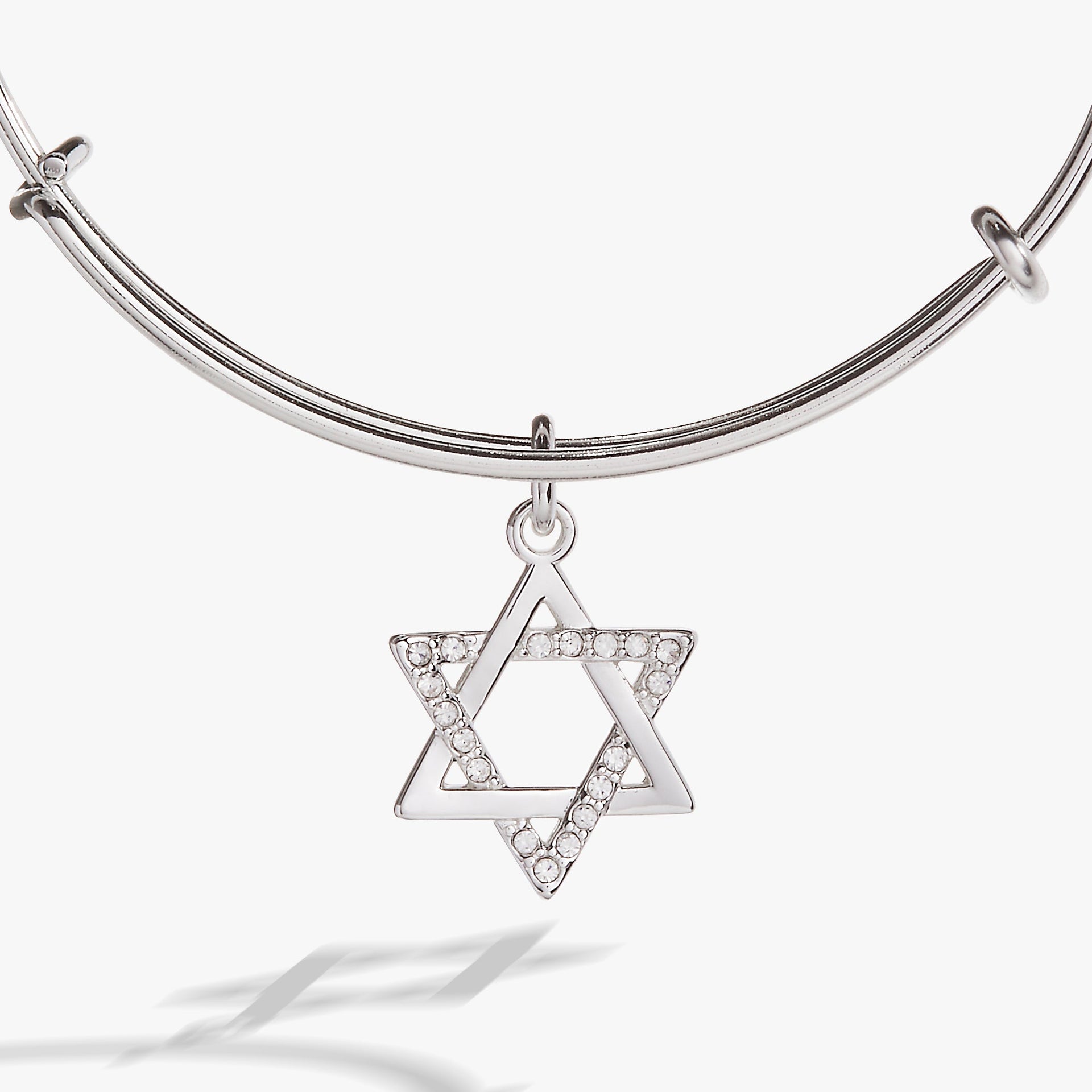 Two-Tone Star of David Crystal Expandable Bangle in Silver and Gold