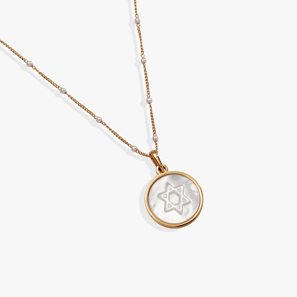 Divine Guides Star of David Mother of Pearl Pendant Necklace