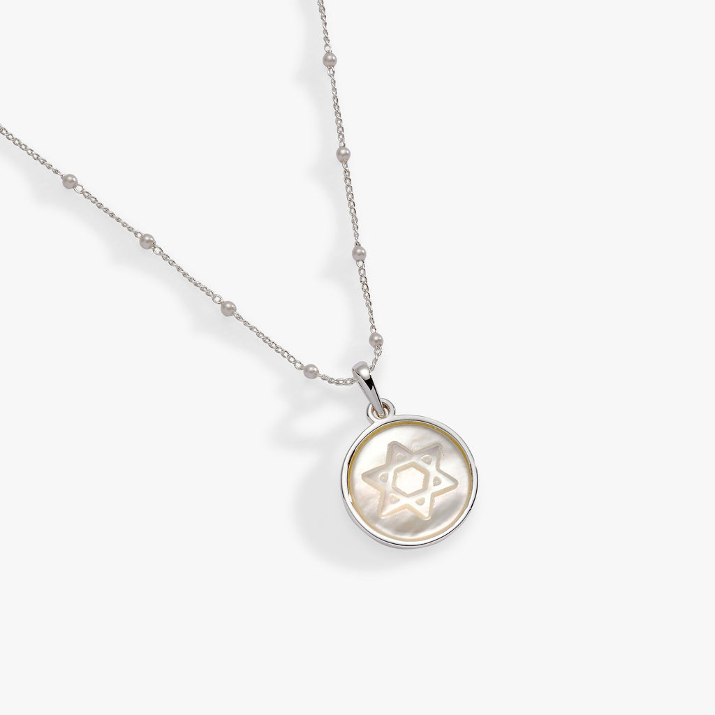 Divine Guides Star of David Mother of Pearl Pendant Necklace