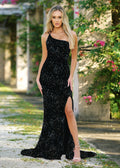 Stardust One Shoulder Sequin Gown - Black - FINAL SALE