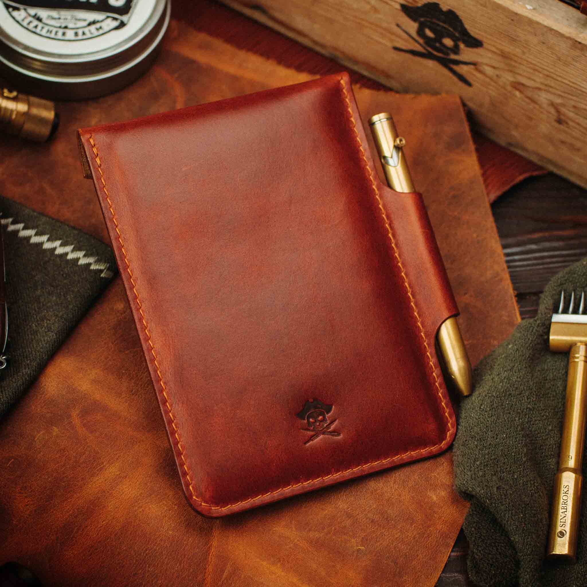 Field Notes Cover - Steersman | Leather Velcro Patch Display | EDC Journal Holder