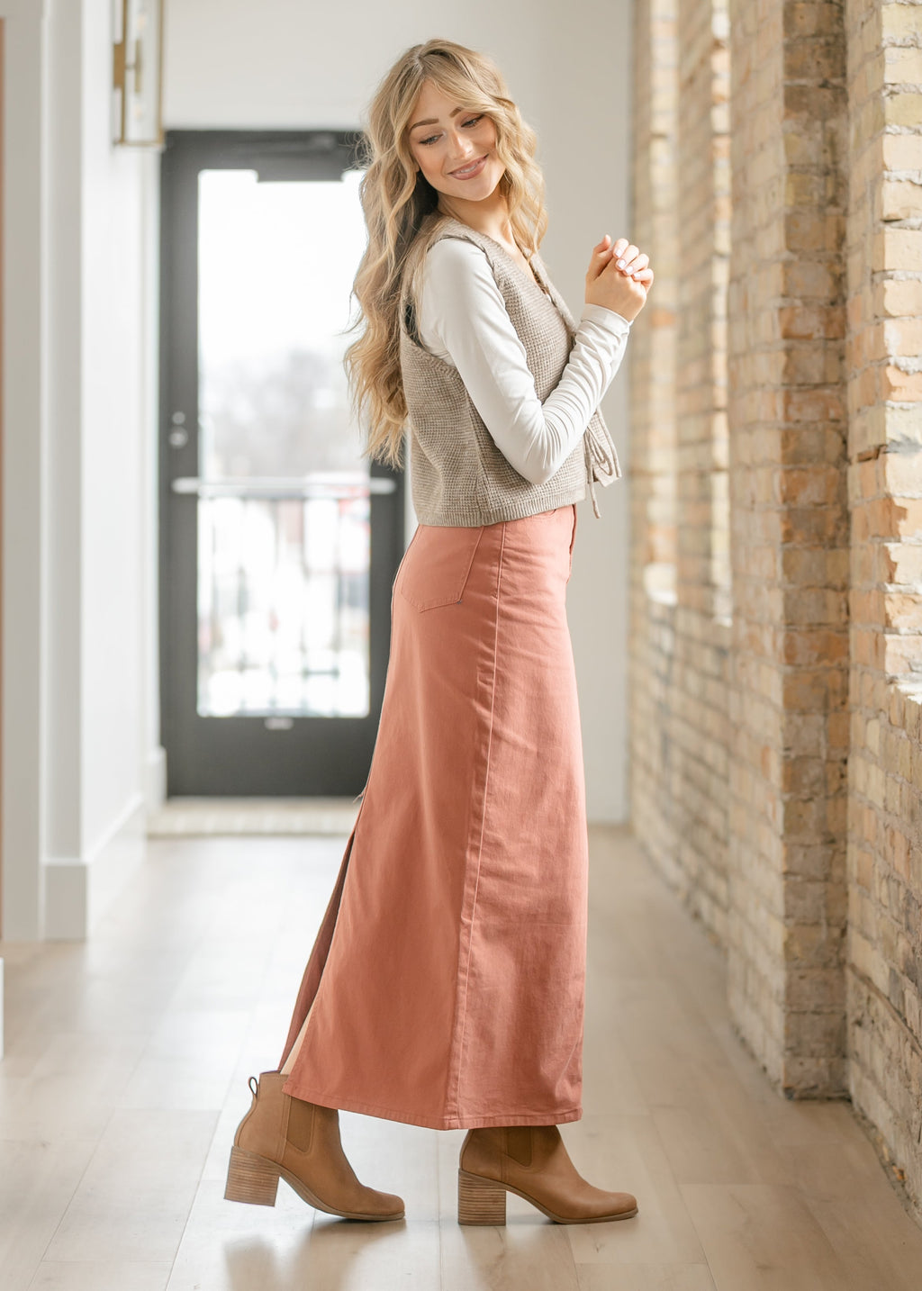 Stella Sienna Denim Maxi Skirt - High Rise A-Line