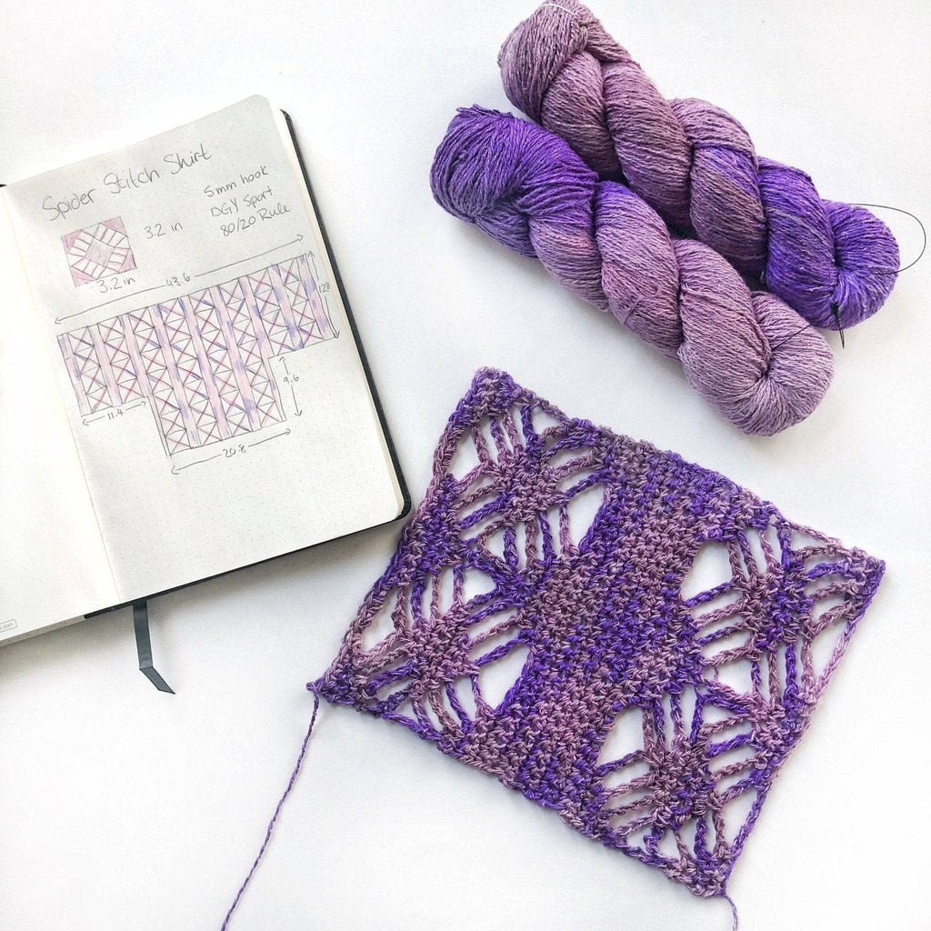 Stephanie's Web Tee Crochet Kit in Lavender Silk