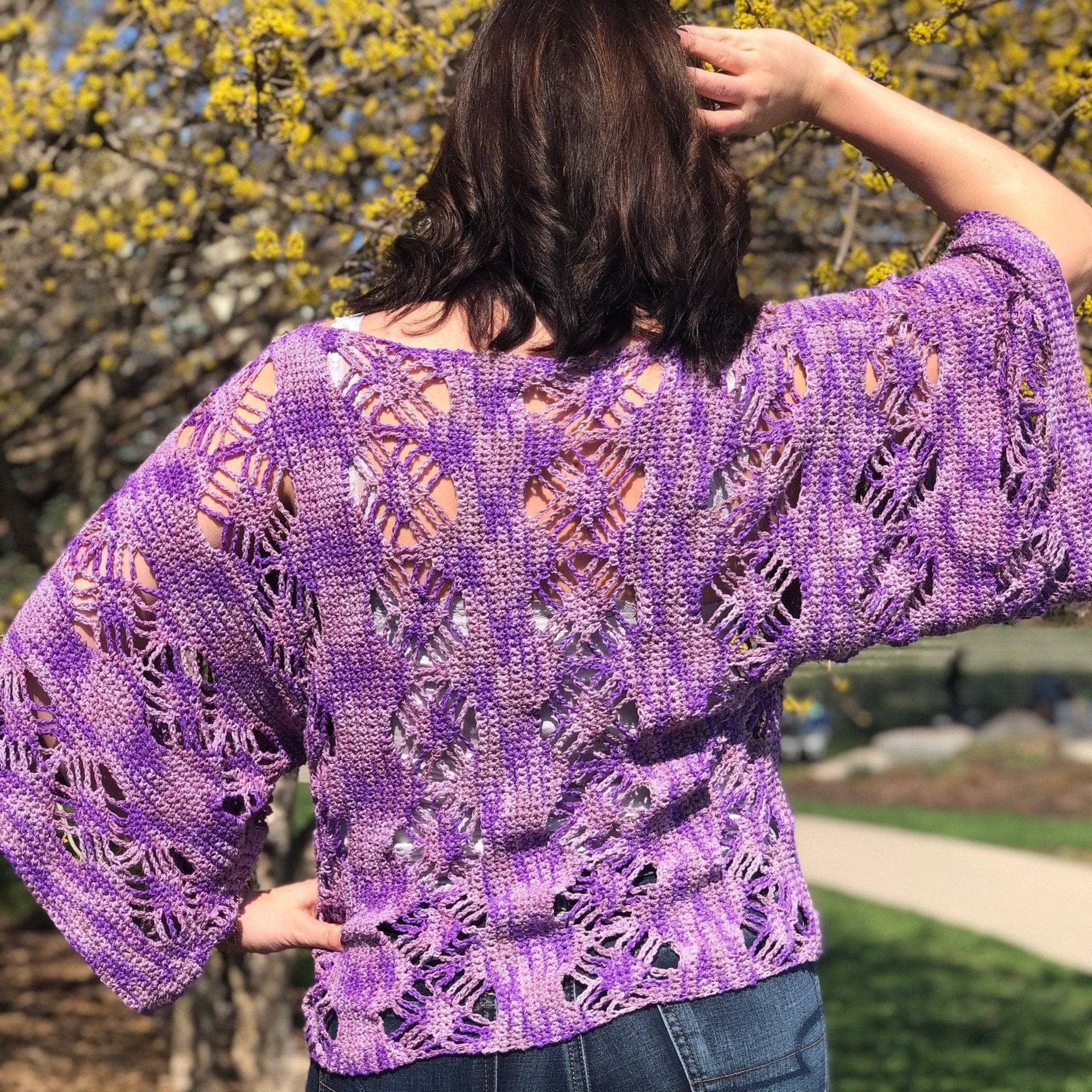 Stephanie's Web Tee Crochet Kit in Lavender Silk