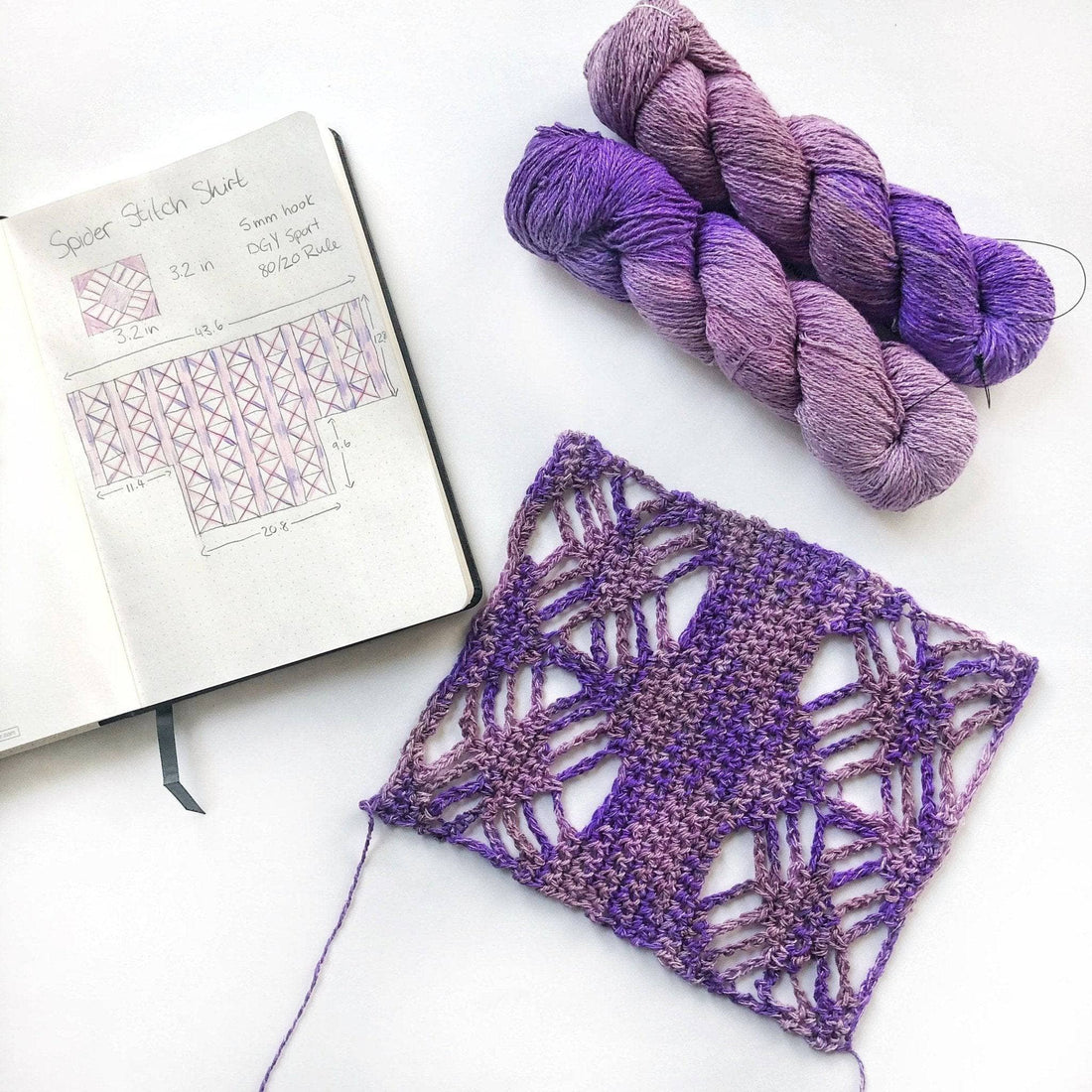 Stephanie's Web Tee Crochet Kit - Purple Lavender Summer Shirt