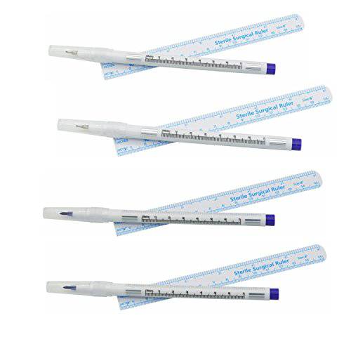 Sterile surgical ruler and marking pen set for medical and cosmetic procedures