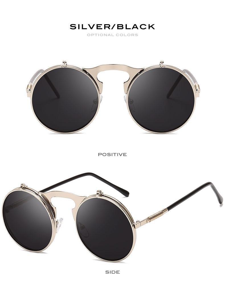 Steampunk Flip-Up Sunglasses with Alloy Frame for Unisex