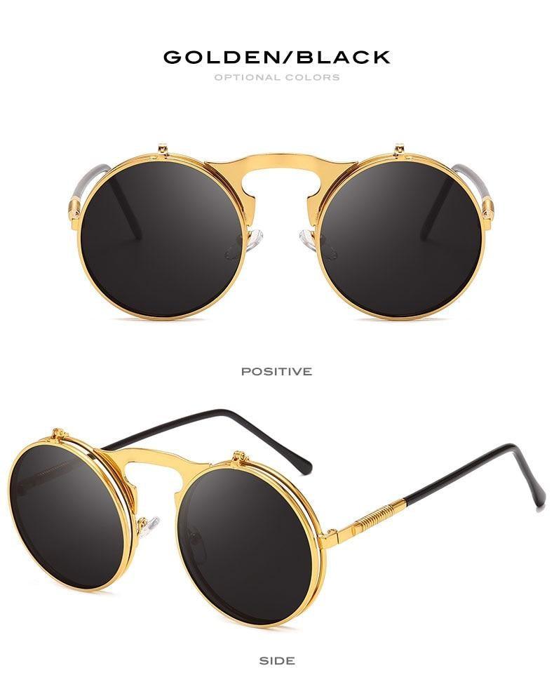 Steampunk Flip-Up Sunglasses with Alloy Frame for Unisex