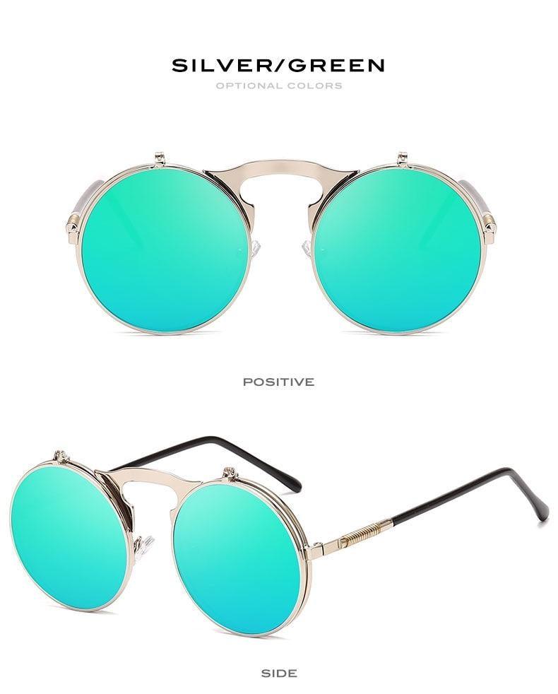 Steampunk Flip-Up Sunglasses with Alloy Frame for Unisex